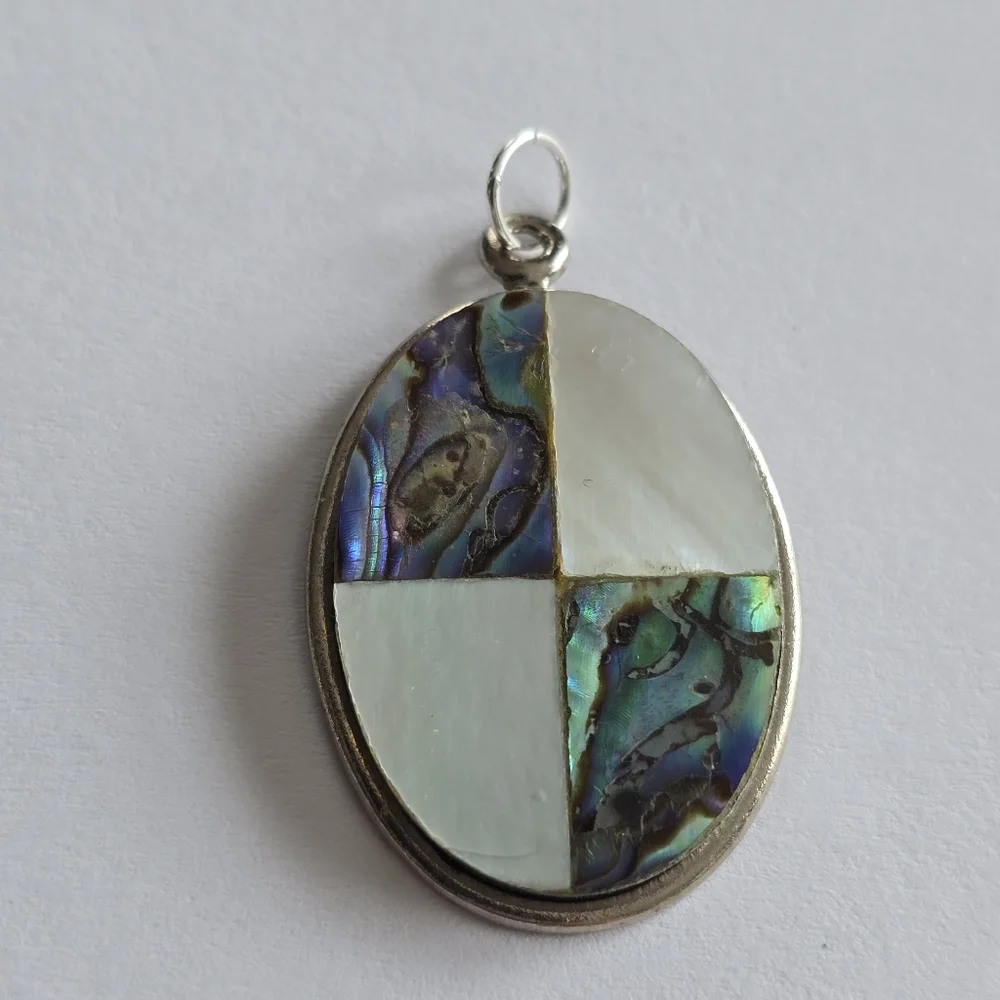 Vintage Pendant Southwestern style charm mother of pearl shell boho